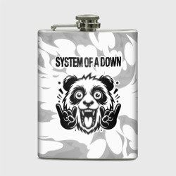 Фляга System of a Down рок панда на светлом фоне