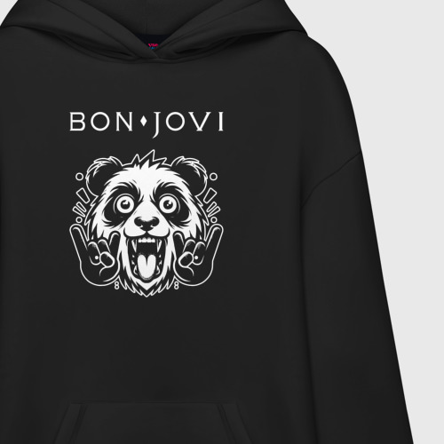 Худи SuperOversize хлопок Bon Jovi rock panda, цвет черный - фото 3