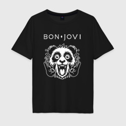 Мужская футболка хлопок Oversize Bon Jovi rock panda