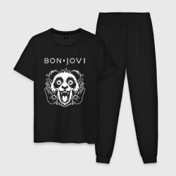 Мужская пижама хлопок Bon Jovi rock panda