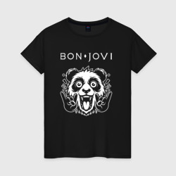 Женская футболка хлопок Bon Jovi rock panda