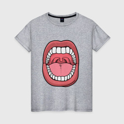 Открытый рот  – Женская футболка хлопок с принтом купить со скидкой в -20%