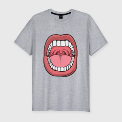 Мужская футболка хлопок Slim Открытый рот 