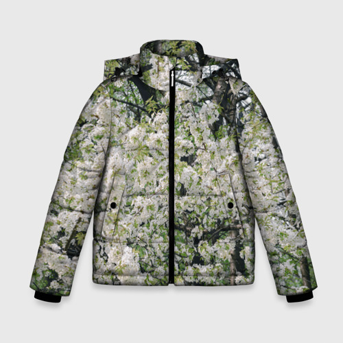 Зимняя куртка для мальчиков 3D с принтом Цветущая вишня, фотография, вид спереди #2