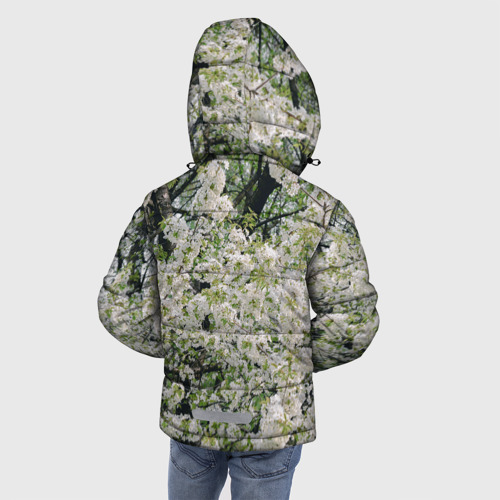 Зимняя куртка для мальчиков 3D с принтом Цветущая вишня, фотография, вид сзади #2