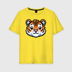 Женская футболка хлопок Oversize Мордочка тигра