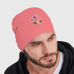Мужская шапка демисезонная Яркий цветок с жемчугом - фото 2
