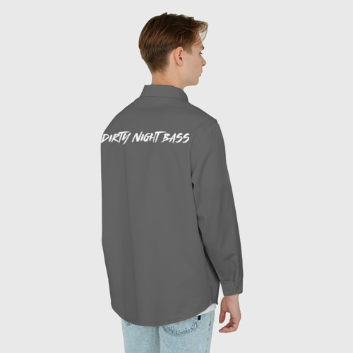 Мужская рубашка oversize 3D с принтом Dirty night bass lite, вид сзади #2