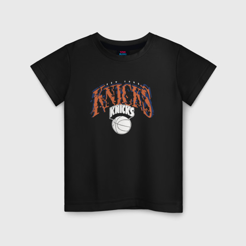 Детская футболка хлопок New York knicks suga glitch NBA, цвет черный