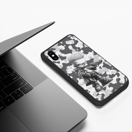 Чехол для iPhone XS Max матовый Барт с пистолетом - hand drawn style, цвет черный - фото 5