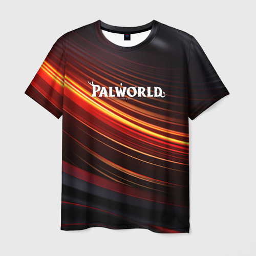 Мужская футболка с принтом Palworld logo black orange, вид спереди №1
