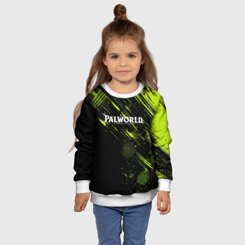 Детский свитшот 3D Palworld logo black  green, цвет 3D печать - фото 7