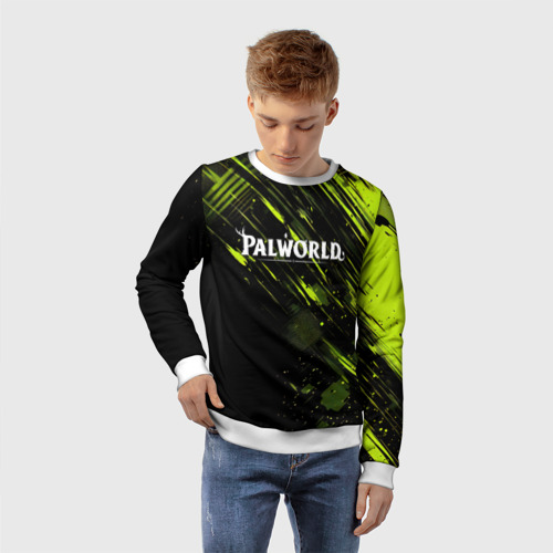 Детский свитшот 3D Palworld logo black  green, цвет 3D печать - фото 3