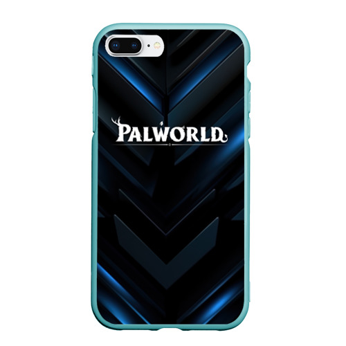 Чехол для iPhone 7Plus/8 Plus матовый Palworld logo blue neon abstract black, цвет мятный
