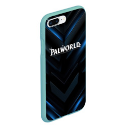 Чехол для iPhone 7Plus/8 Plus матовый Palworld logo blue neon abstract black - фото 2
