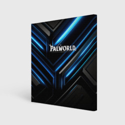 Palworld logo black blue neon abstract – Холст квадратный с принтом купить