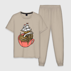 Мужская пижама хлопок Кофейный корабль