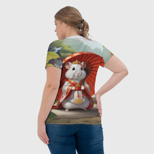 Женская футболка 3D Хомяк в китайской одежде с красным зонтиком, цвет 3D печать - фото 7