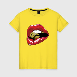 Гильза во рту – Женская футболка хлопок с принтом купить со скидкой в -20%