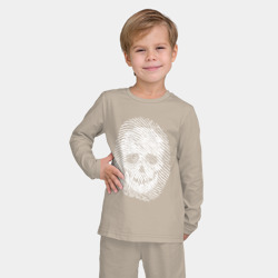 Детская пижама с лонгсливом хлопок Отпечаток с черепом - белый - фото 2