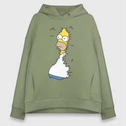 Женское худи Oversize хлопок Гомер в кустах