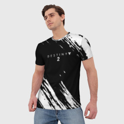 Мужская футболка 3D Destiny краски чёрно белые - фото 2