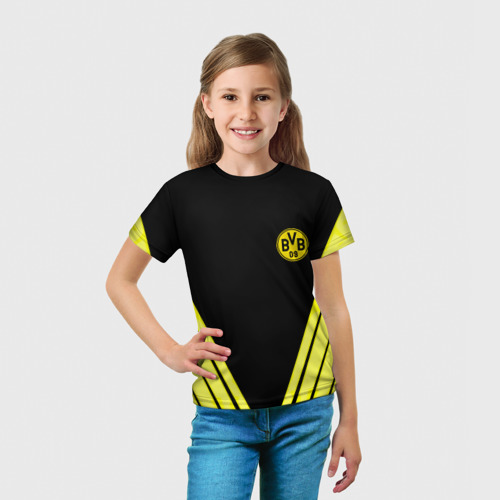 Детская футболка 3D Borussia geometry yellow, цвет 3D печать - фото 5