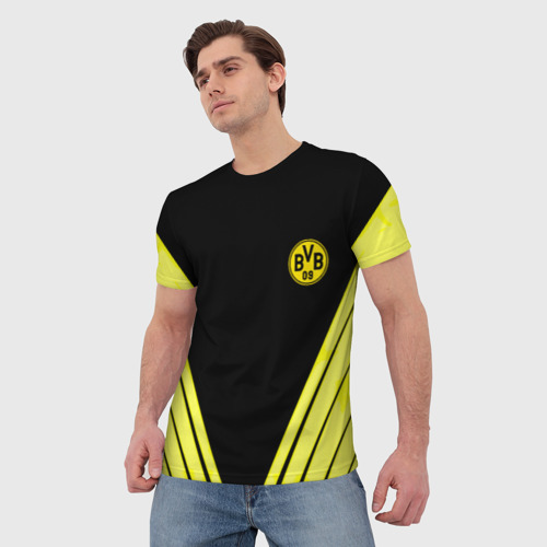 Мужская футболка 3D Borussia geometry yellow, цвет 3D печать - фото 3