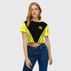 Женская футболка Crop-top 3D Borussia geometry yellow - фото 2