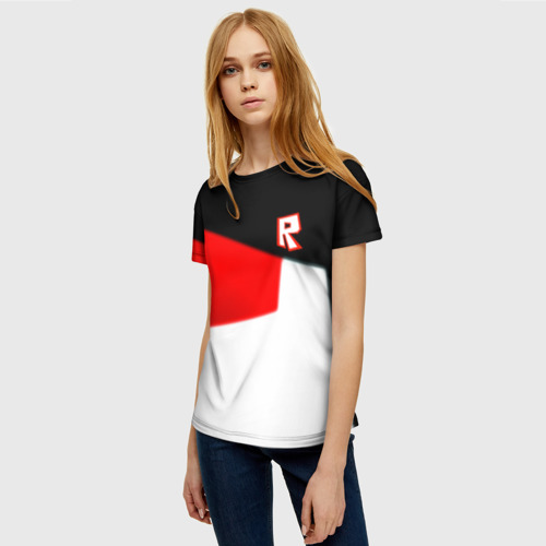Женская футболка 3D с принтом Roblox текстура мобайл геометрия, фото на моделе #1