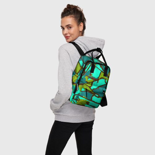 Женский рюкзак 3D с принтом Цветная геометрия, вид сбоку #3