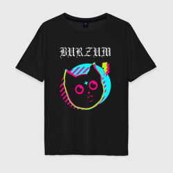 Мужская футболка хлопок Oversize Burzum rock star cat