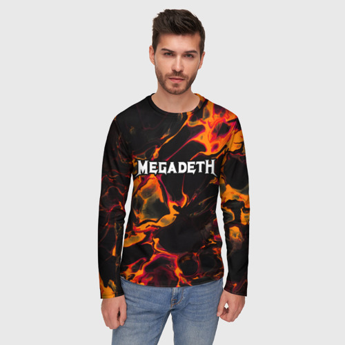 Мужской лонгслив 3D Megadeth red lava, цвет 3D печать - фото 3