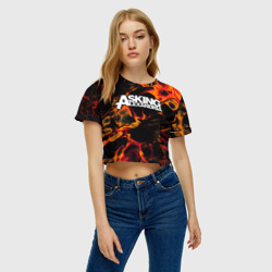 Женская футболка Crop-top 3D Asking Alexandria red lava - фото 2