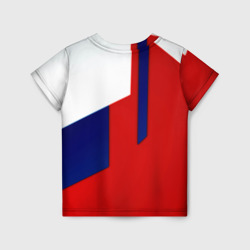 Футболка с принтом Спортивная текстура герб России для ребенка, вид сзади №1. Цвет основы: белый