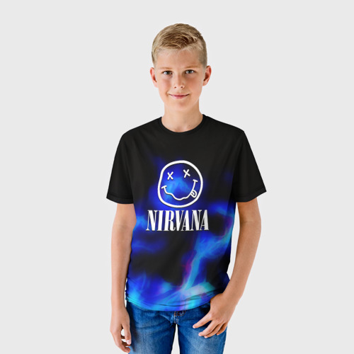 Детская футболка 3D Nirvana flame ghost steel, цвет 3D печать - фото 3