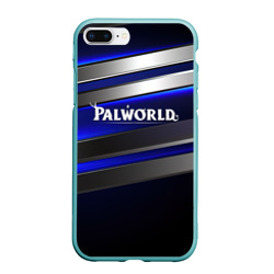 Чехол для iPhone 7Plus/8 Plus матовый Palworld logo синие и серебристые полосы