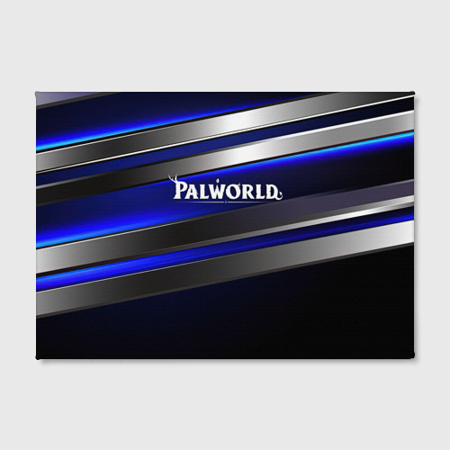 Холст прямоугольный Palworld logo синие и серебристые полосы, цвет 3D печать - фото 2