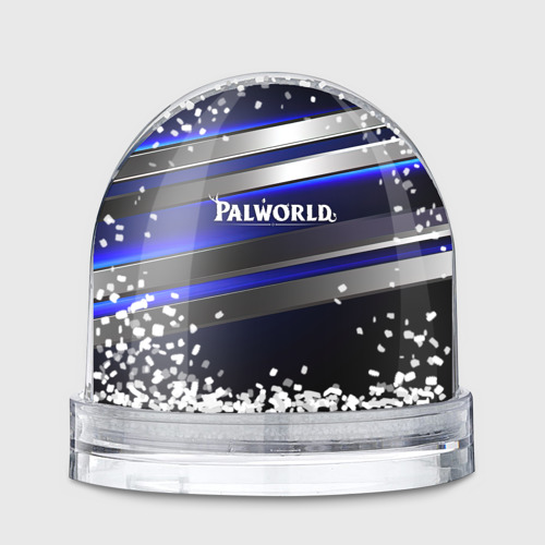 Игрушка Снежный шар Palworld logo синие и серебристые полосы