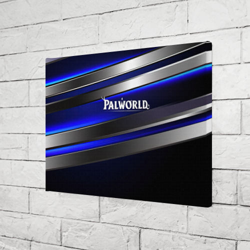 Холст прямоугольный Palworld logo синие и серебристые полосы, цвет 3D печать - фото 3