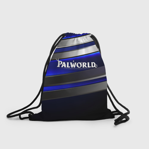 Рюкзак-мешок 3D Palworld logo синие и серебристые полосы