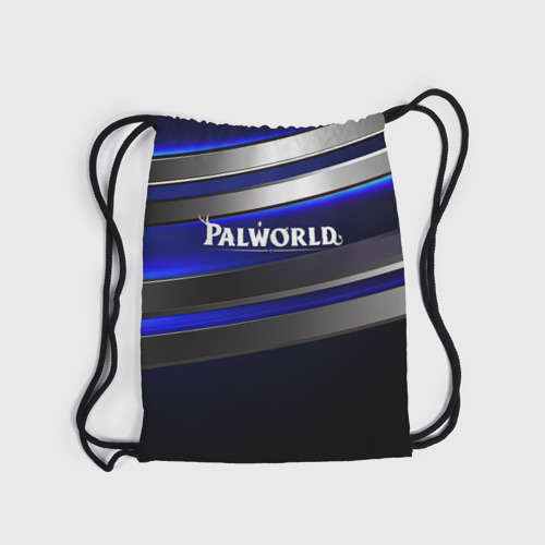 Рюкзак-мешок 3D Palworld logo синие и серебристые полосы - фото 6
