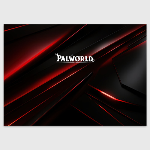 Поздравительная открытка с принтом Palworld logo black red abstract, вид спереди №1