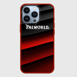 Чехол для iPhone 13 Pro Palworld logo  black red abstract