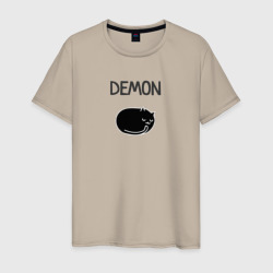 Мужская футболка хлопок Минималистичный кот демон