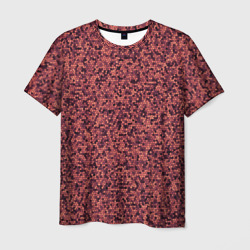 Мужская футболка 3D Паттерн мелкая мозаика тёмно-розовый