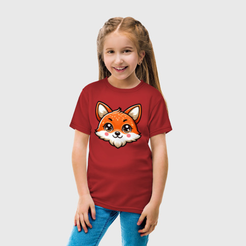 Детская футболка хлопок с принтом Мордочка лисы, вид сбоку #3
