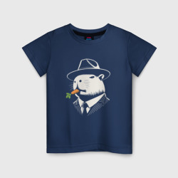 Детская футболка хлопок Капибара гангстер с морковкой