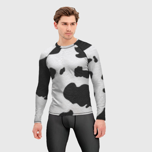 Мужской рашгард 3D с принтом Узор коровьей шкуры, фото на моделе #1