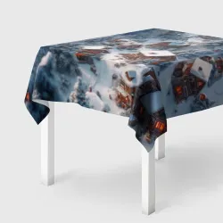 Скатерть 3D Миниатюрная зимняя деревня 